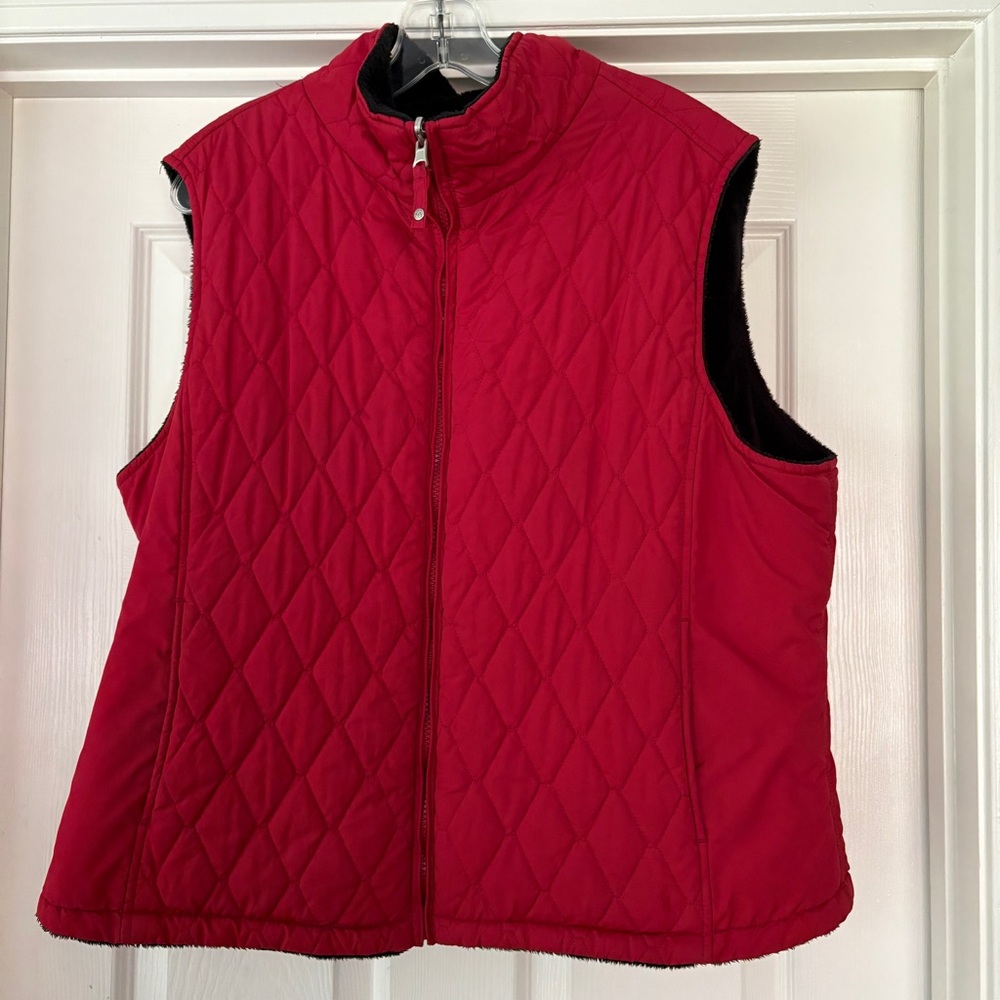 Vtg Free Country reversible quilted fleece vest XL